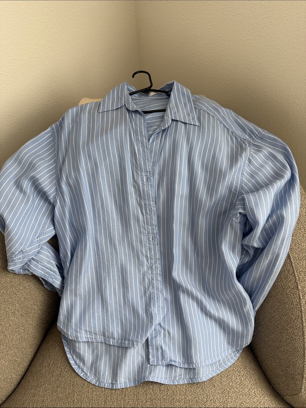 Babaton Light Blue & White Pinstripe Button-Down Shirt